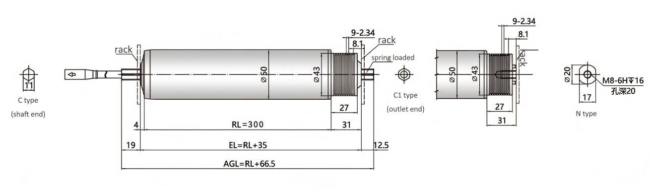 DGBL50A محرك محرك المحرك اختيار طراز الأسطوانة