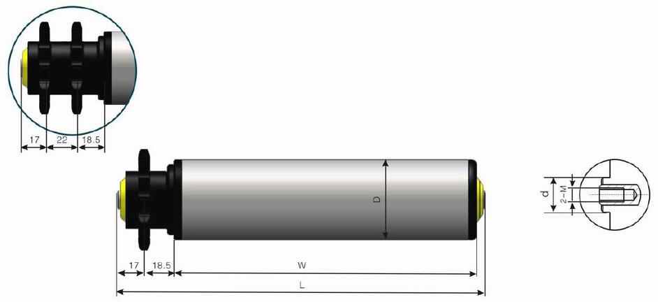 بكرة ناقلة متراكمة ذات تغذية تلسكوبية بوليمرية AC224