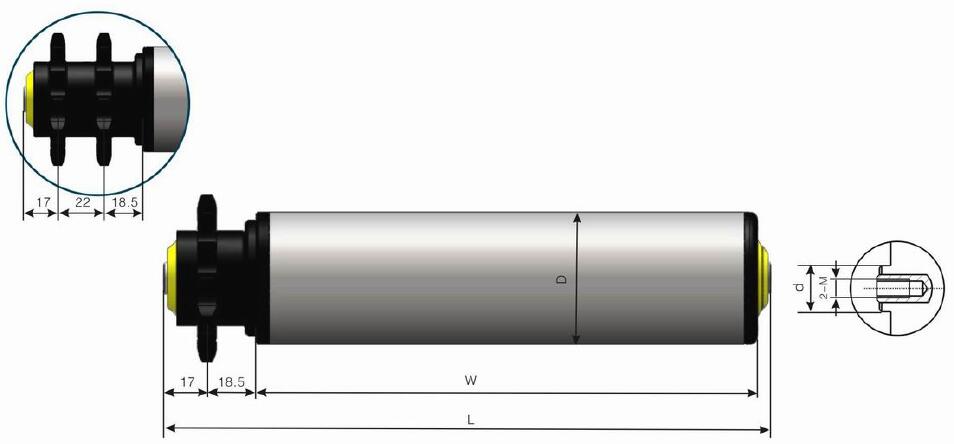 DR214 بكرة ناقلة من الفولاذ المطلي بالزنك ذات ضرس بلاستيكي متوسط التحمل